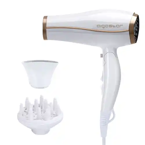 Secador de pelo iónico Aigostar 2200W - Incluye Difusor y Boquilla Concentradora