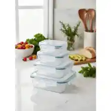 Set 4 fiambreras de vidrio rectangulares 370-640-1000-1500ml