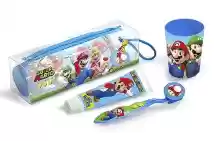 Set Infantil De Higiene Dental Super Mario con Neceser, Pasta de Dientes 75ml, Cepillo Dental con Capuchón y Vaso Decorado