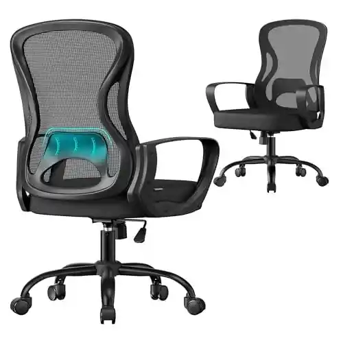 Silla de oficina SONGMICS OBN043BH02 ergonómica con soporte lumbar y malla transpirable