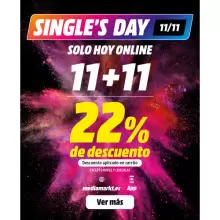 Single's Day en Media Markt solo hoy online: 22% de descuento después de añadir a carrito