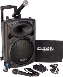 Sistema de sonido portátil 500 W con micrófono y accesorios Ibiza Sound PORT10VHF-BT