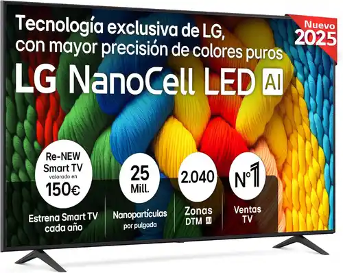 Smart TV LG 75NANO80A6B de 75" 4K NanoCell