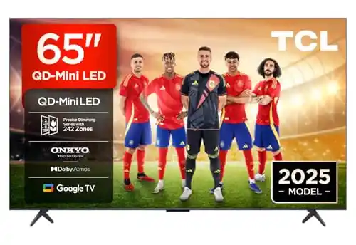 Smart TV TCL QD Mini LED 4K HDR 65 con Google TV y 144Hz Atmos.