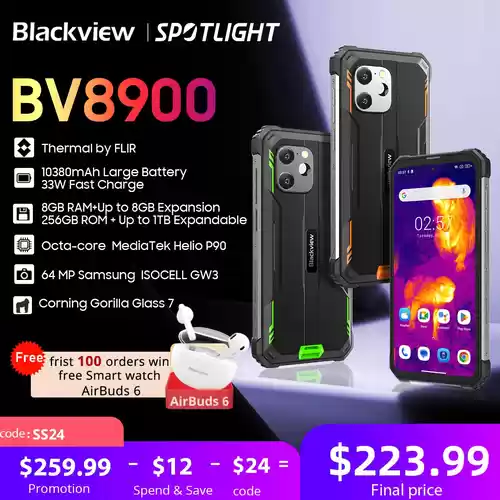 Smartphone Blackview BV8900 de 16GB/256GB con una brutal batería de 10380mAh