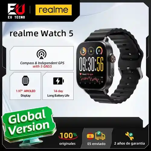 Smartwatch Realme Watch 5 con GPS y pantalla AMOLED de 1,97 pulgadas