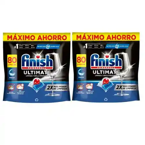 SOLO HOY! 160 Pastillas Lavavajillas Finish Powerball Ultimate (2x80)