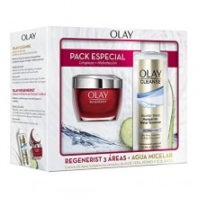 Solo hoy! Olay Pack Regenerist 3 Áreas Crema Hidratante Día + Cleanse Agua Micelar Esencia de Agua Húngara con Extractos de Aloe Vera y Pepino