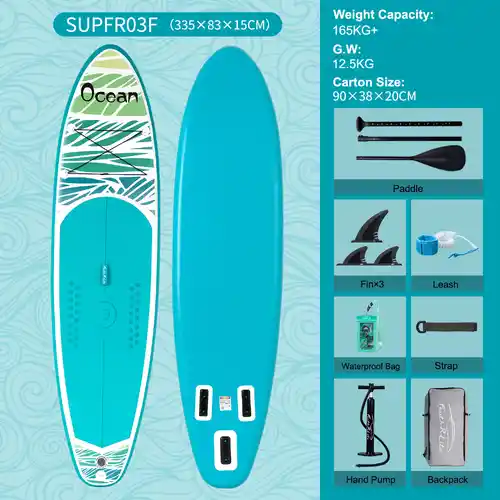 Tabla de paddle surf FunWater inflable grande (335x85x15 cm) antideslizante