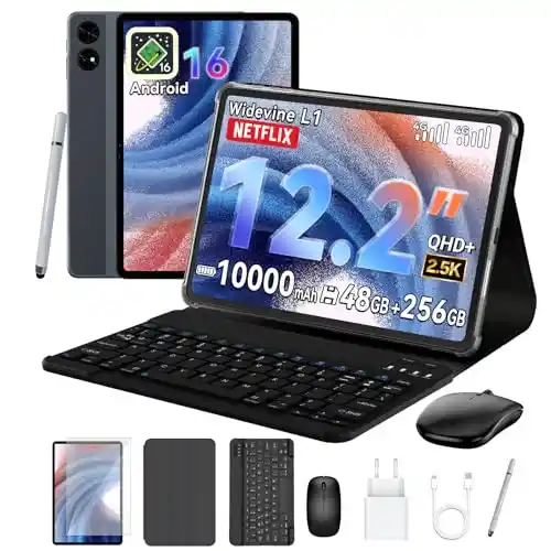 Tablet 12" con Teclado Android 16, 48GB+256GB TABWEE T60 (4 años de garantía)