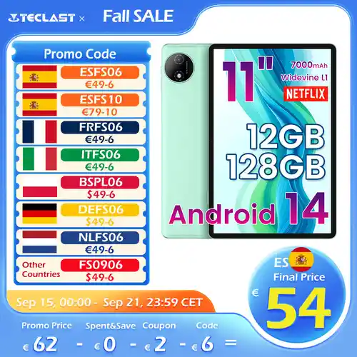 Tablet de 11" Odea A11 12GB+128GB Android 14