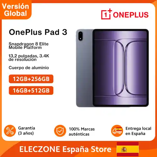 Tablet OnePlus Pad 3 12GB/256GB de 13.2" UHD 3.4K 144 Hz, Snapdragon 8 Elite, 12140mAh