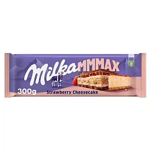 Tableta Grande de Chocolate con Leche de los Alpes con Relleno de Tarta de Queso con Galleta y Fresa 300g Milka MMMAX