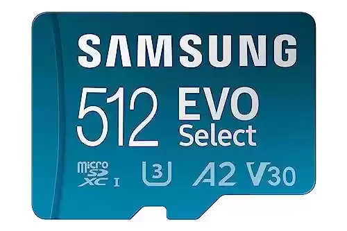 Tarjeta microSD 512GB Samsung EVO Select - UHS-I U3, 130 MB/s, Full HD y 4K UHD