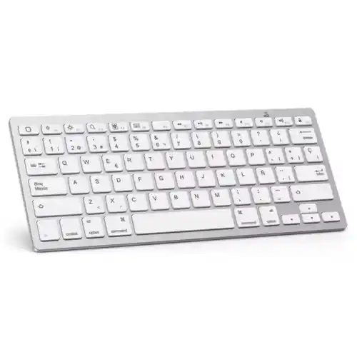 Teclado Bluetooth Español Ultra-Delgado - Compatibilidad con iOS, Windows, Android, MacOS