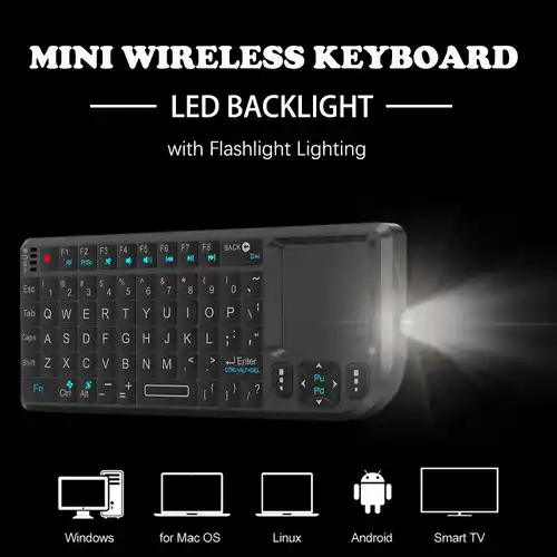 Teclado inalámbrico 2,4G con touchpad y retroiluminación