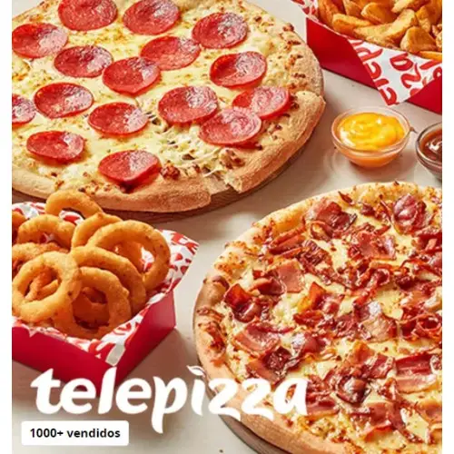 Telepizza mediana 3 ingredientes recoger o consumir local 4,95€ (Familiar 10,95€)