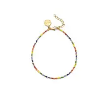 Tobillera SINGULARU Rainbow acero baño de oro
