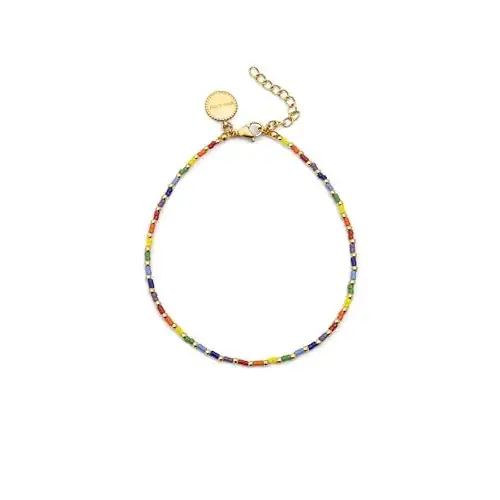 Tobillera SINGULARU Rainbow acero baño de oro