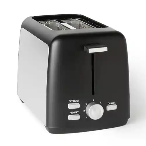Tostadora Amazon Basics de 2 rebanadas y 800W
