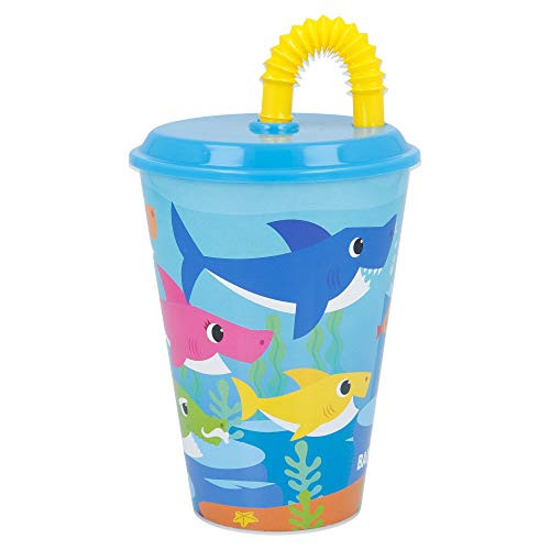 Vaso Infantil Reutilizable Con Tapa Y Pajita De 430 Ml | Baby Shark