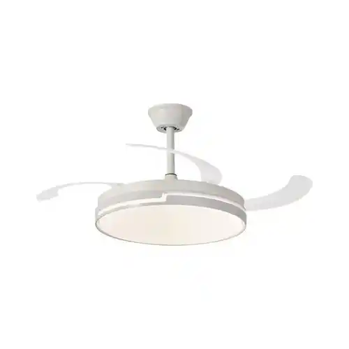 Ventilador de techo LED Blanco (45W x2, Regulable en intensidad y tonalidad, 6 velocidades, aspas retractiles)