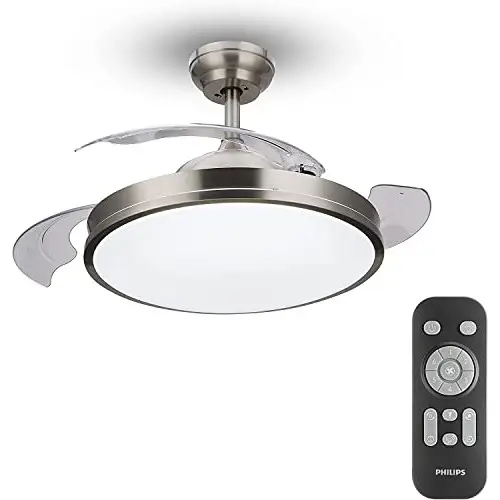 Ventilador de techo Philips con luz LED incorporada (28W) y mando, luz ajustable, diametro 480mm