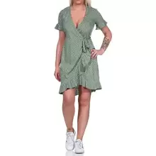 Vestido Vero Moda Vmhenna 2/4 Wrap Frill Dress Noos
