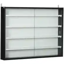 Vitrina de pared para colecciones con estantes y puertas de vidrio