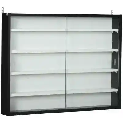 Vitrina de pared para colecciones con estantes y puertas de vidrio